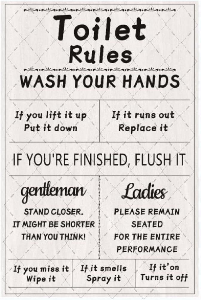 Home Bathroom Rules - Cusde Toilettenregeln Metall-Blechschild Waschen Sie Ihre