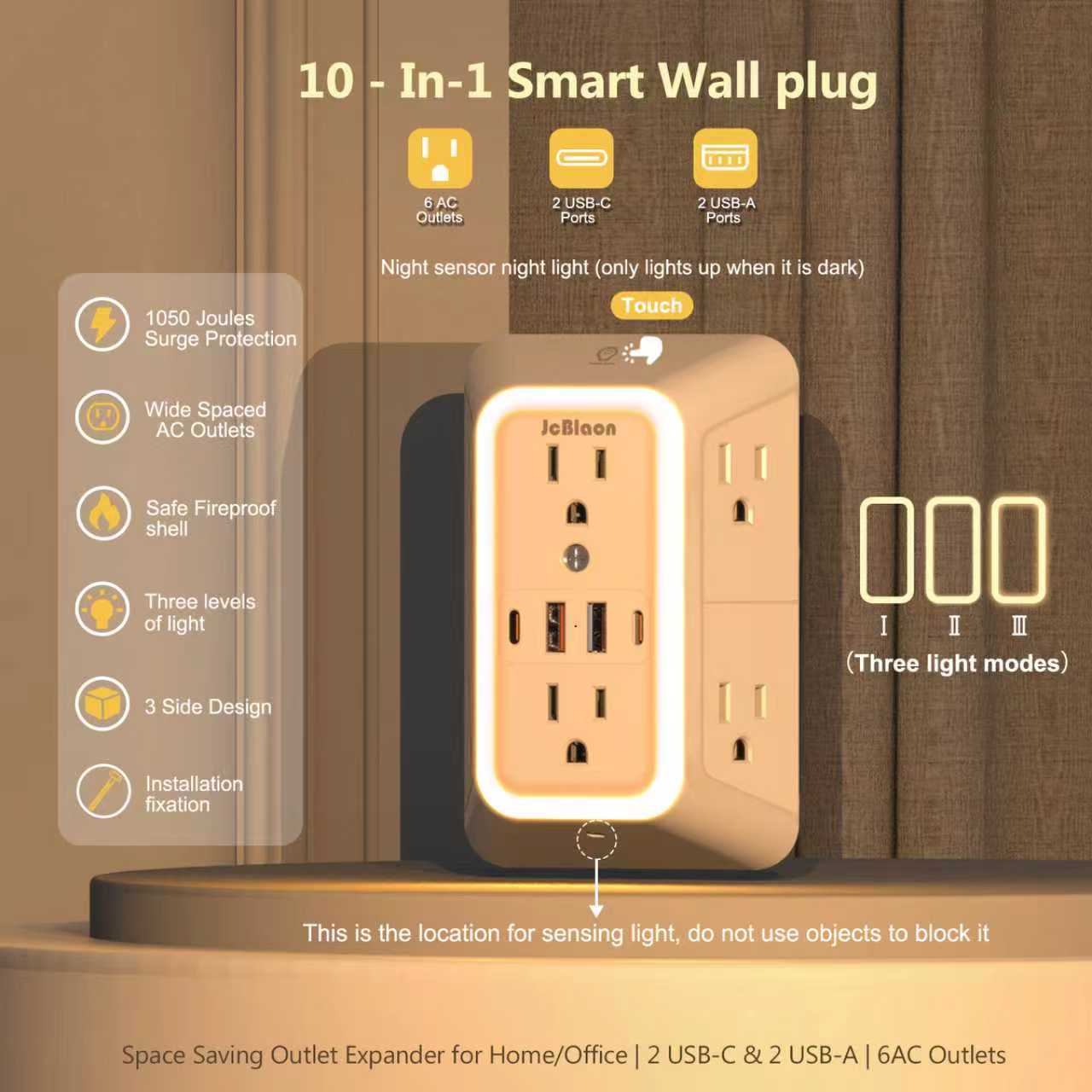 Home Outlet Bathroom - USB-C Wandsteckdose mit Nachtlicht, 5V 2,4A