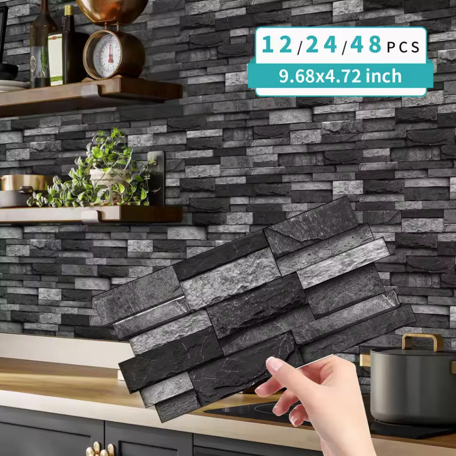 Home Bathroom Wall Tiles - Europäische Wandaufkleber Selbstklebende Wasserdichte Fliesen-Aufkleber PVC