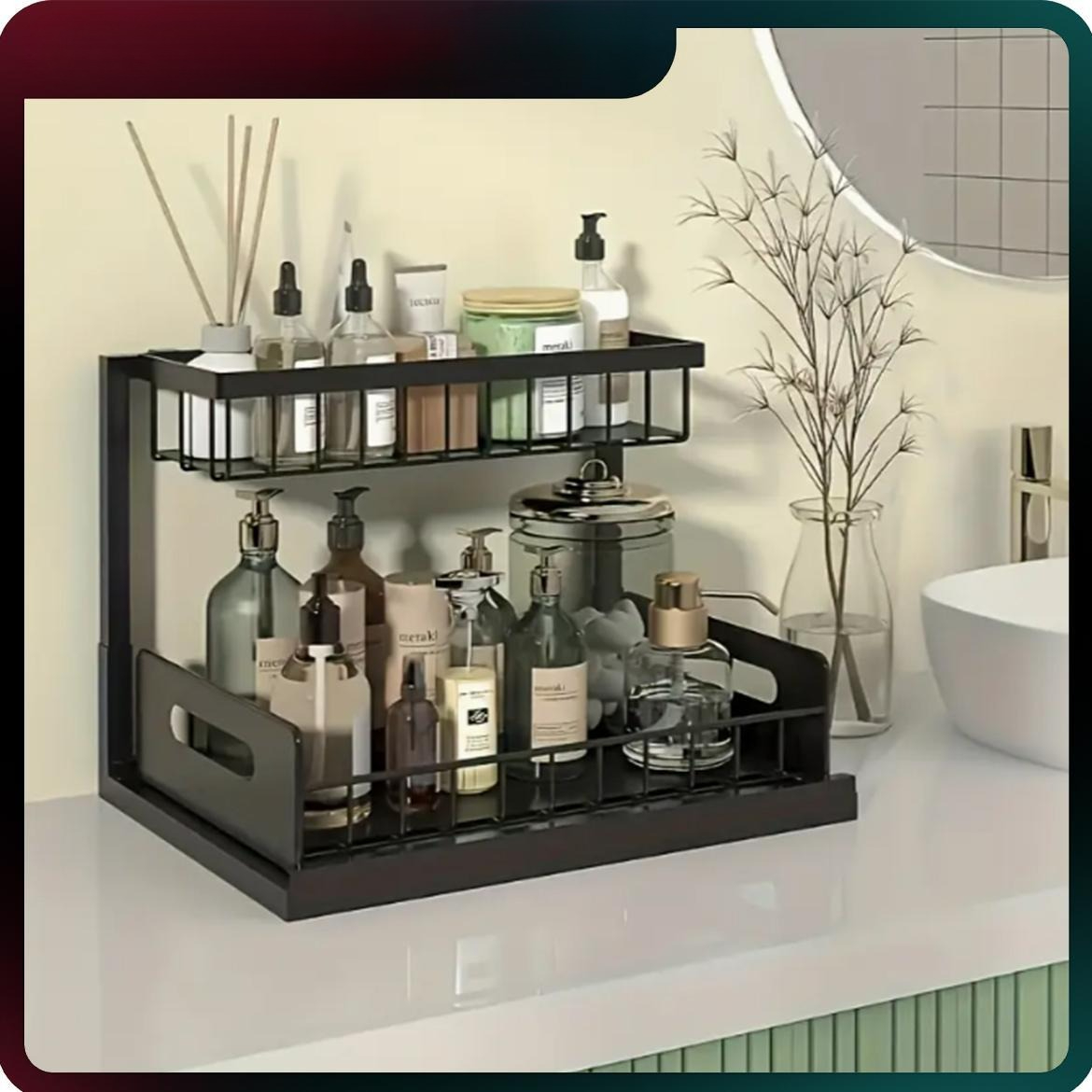 Home Bathroom Cabinets - Robuster Ausziehbarer Schrankorganizer Unter-Spüle-Aufbewahrungsregal Metall-Schubladenregal Platzsparer