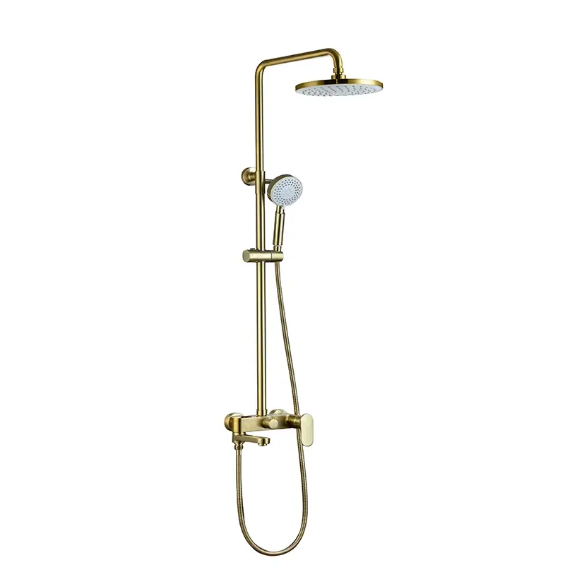Shower Head Rain - Zeitgenössisches Messing-Einhand-Regenduschkopf-Set mit Thermostatarmaturen, Keramik-Wandmontage, gebürstetes