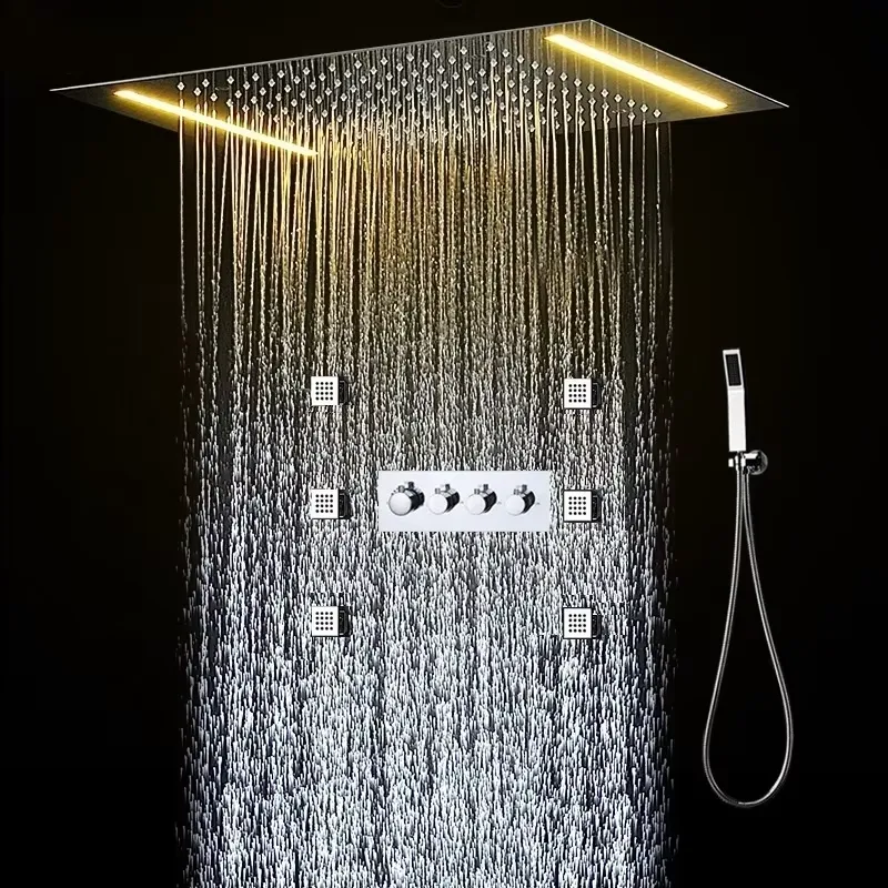 Shower Head Rain - Modernes Decken-Hotelbadezimmer Komplettset mit Wanddüsen, Handbrause,