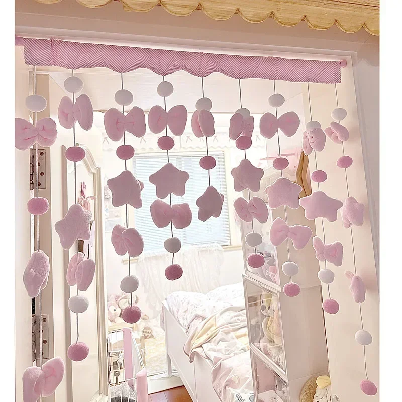 Home Bathroom Products - Rosa süße Schleife kurze Vorhang Faden