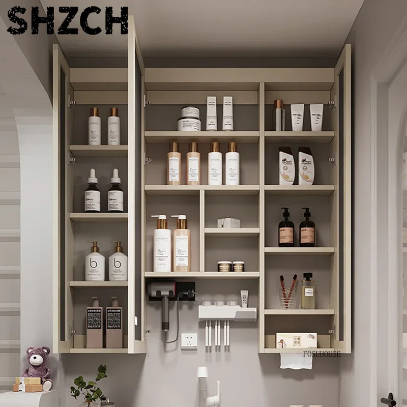 Home Bathroom Mirror - Moderner, verdickter Badezimmerspiegel mit integriertem Smart-Aufbewahrungsschrank,