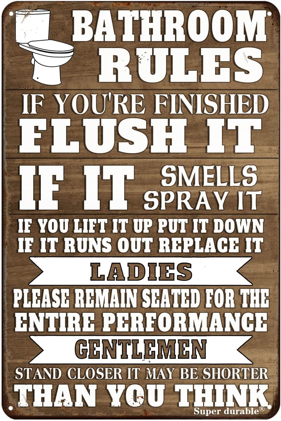 Home Bathroom Rules - Lustige Badezimmerregeln Metall-Blechschild Wanddekoration Farmhaus Badezimmer