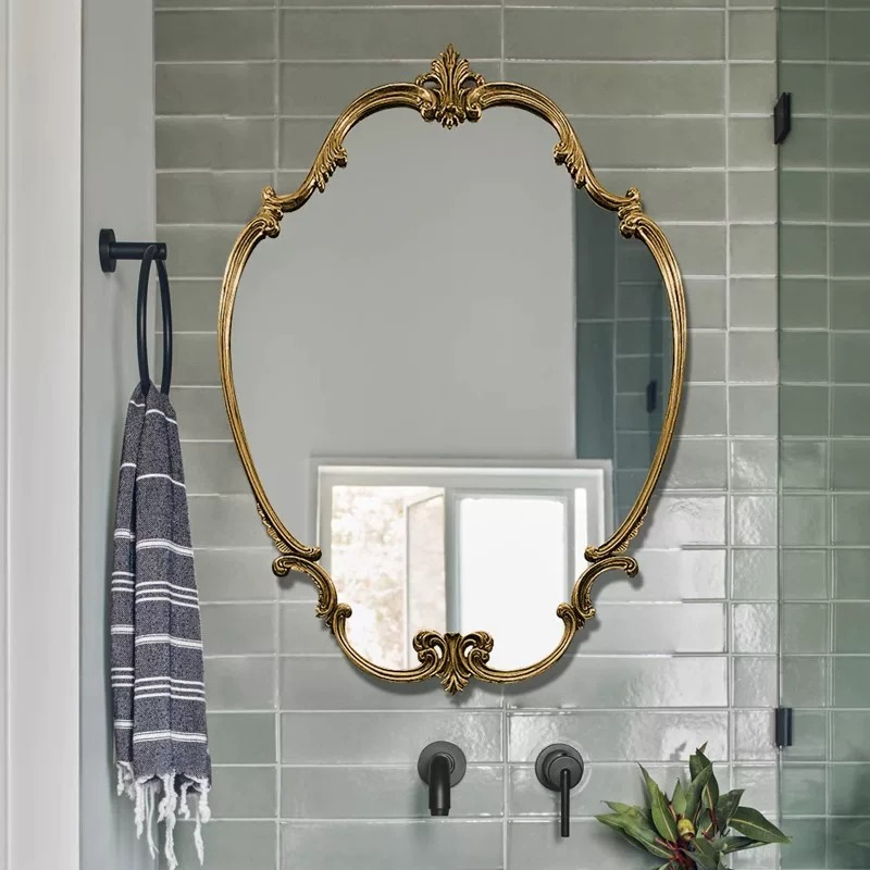 Home Bathroom Mirror - Intelligenter Beleuchteter Wand-Badezimmerspiegel Toiletten-Dusch-LED-Spiegel Unregelmäßiger Vintage