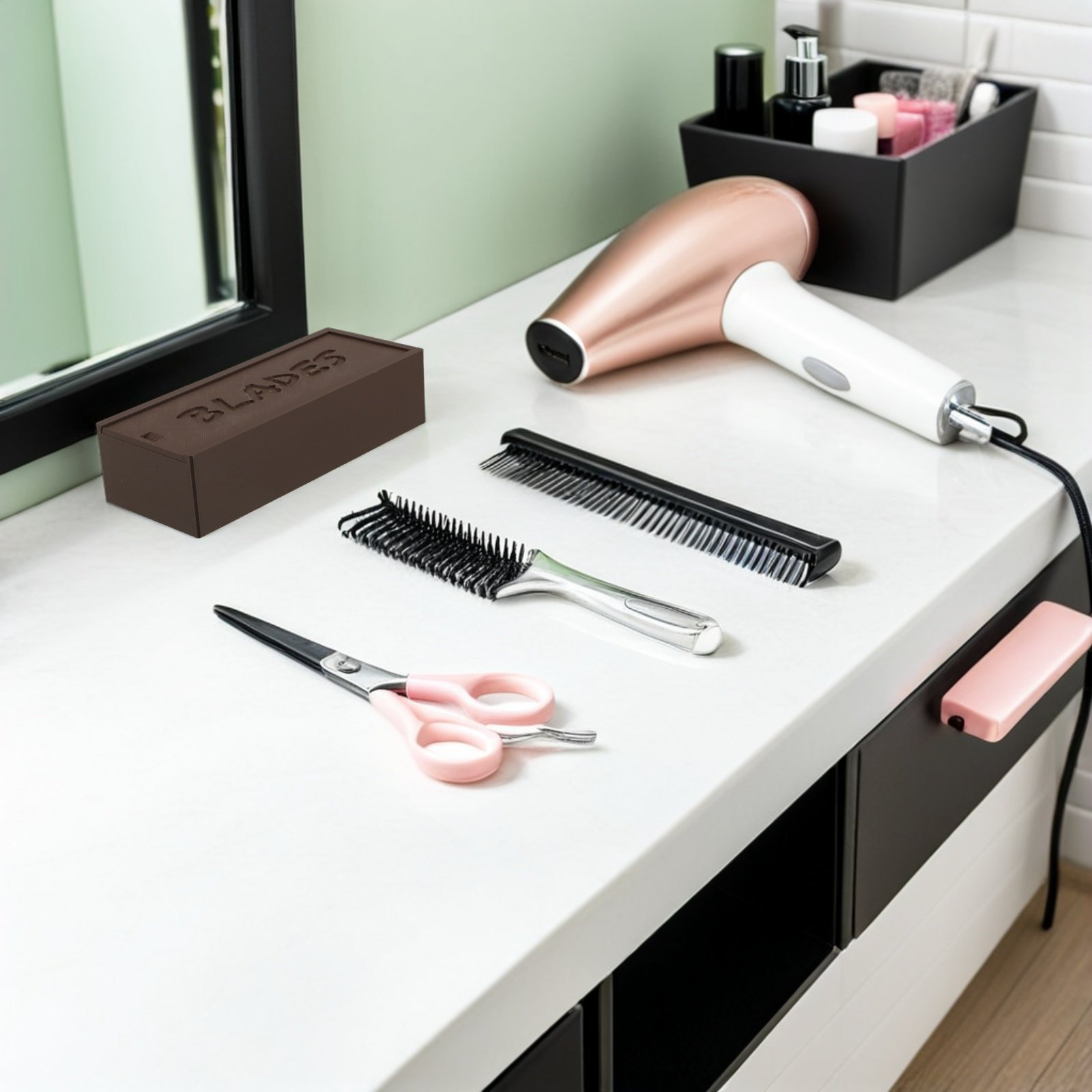 Home Bathroom Organizer - Doppelfach-Aufbewahrungsbox aus Kunststoff für Rasierklingen, Organizer