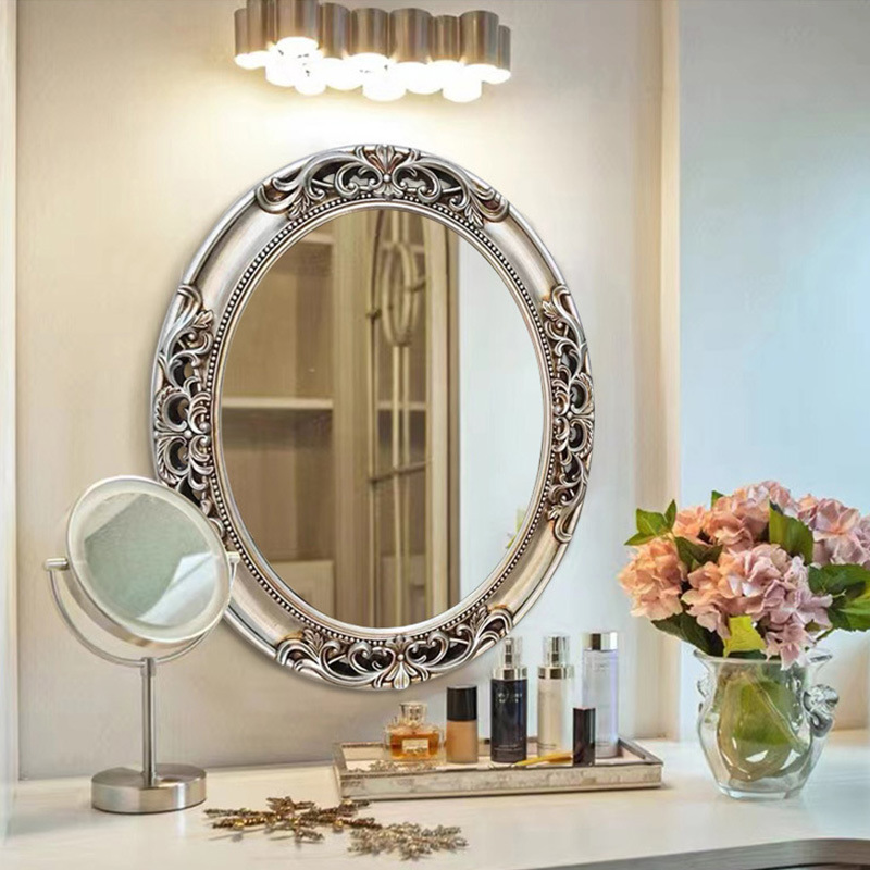 Home Bathroom Mirror - Europäischer Ovaler Hohlspiegel für Badezimmer, Wandmontierter