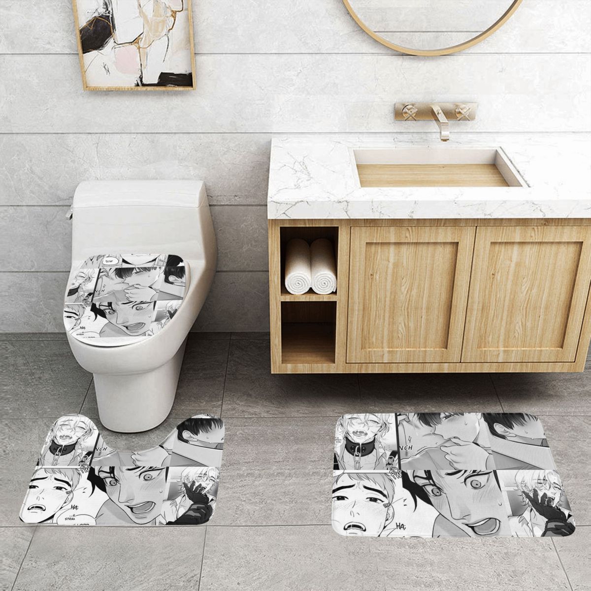 Home Goods Bathroom Sets - The Good Yaoi Boys 3-teiliges Badematte-Badezimmer-Set,