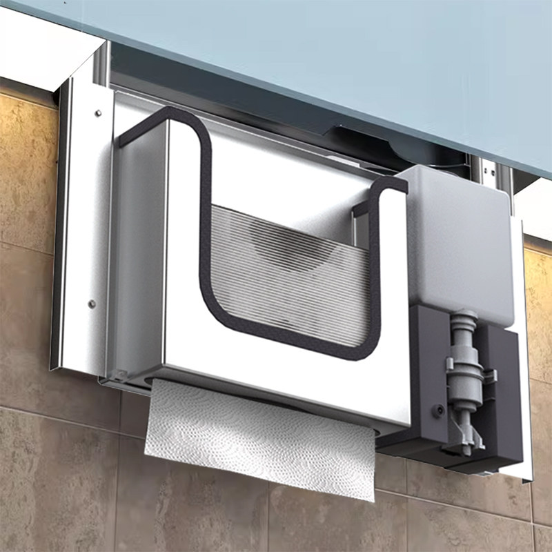 Home Bathroom Hand Dryer - Edelstahl Versteckter Papierhandtuchspender mit Seifenspender und