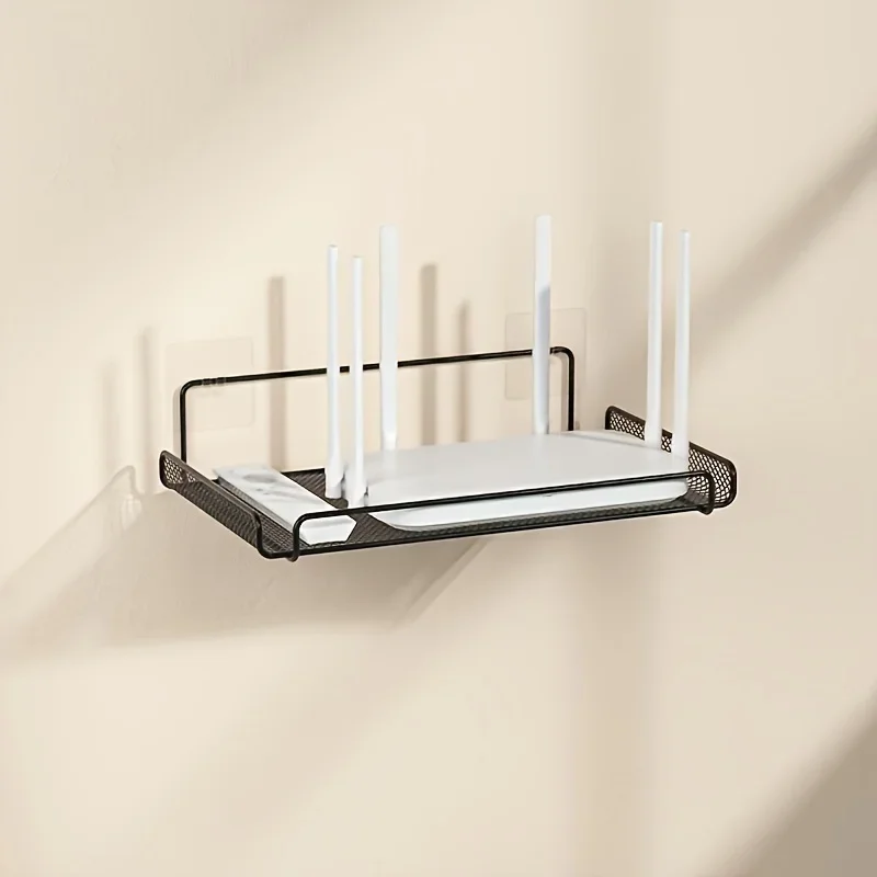 Home Bathroom Organizer - Edelstahl-Router-Regal ohne Bohren, WLAN-Wandhalterung, Router-Aufbewahrungsorganizer, Regal