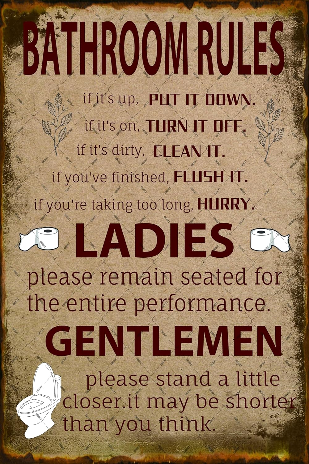 Home Bathroom Rules - Metall-Blechschild „Badezimmerregeln“, „Seltsame Dinge“, Vintage-Dekoration, Wandkunst,