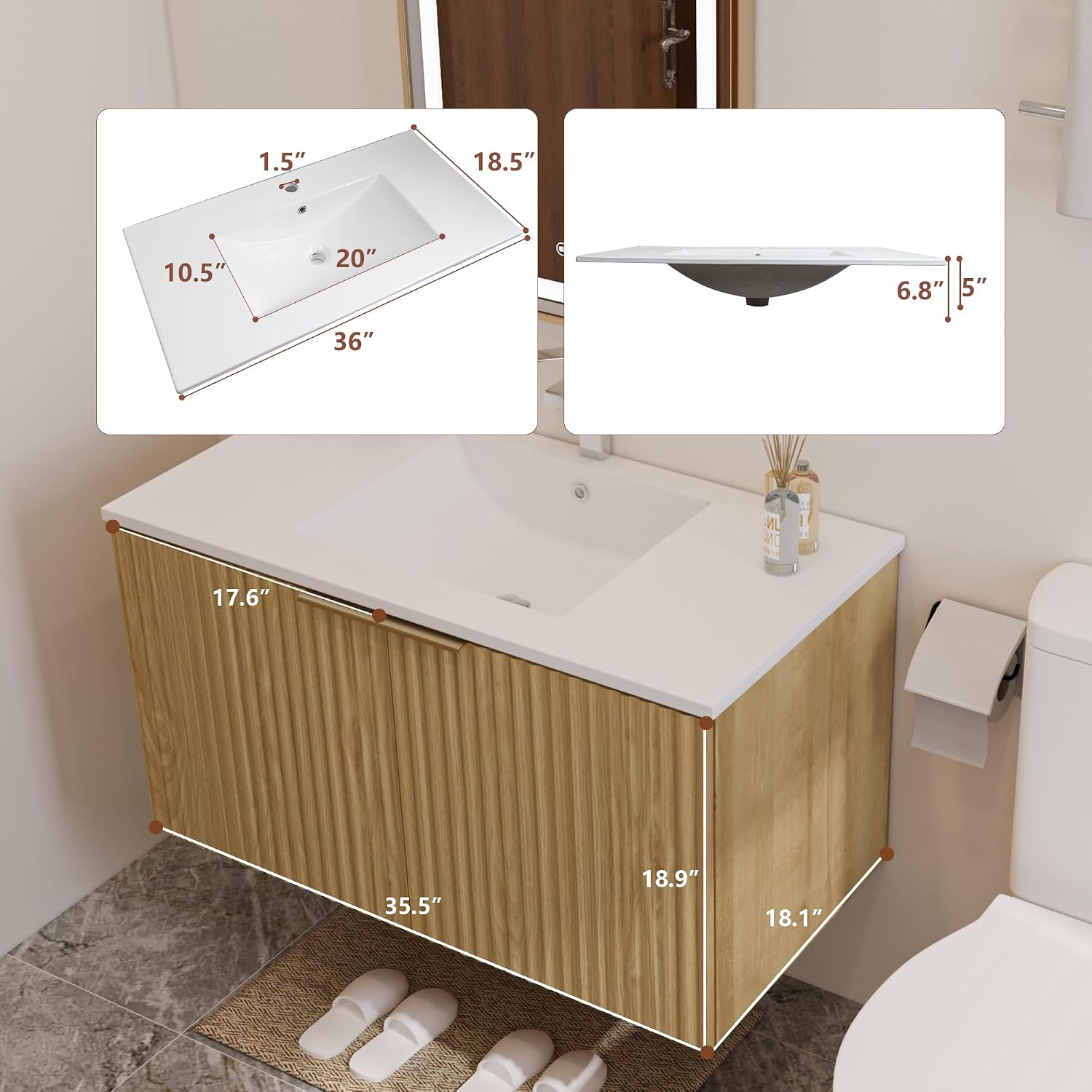 Moderner schwebender Badezimme – Home Bathroom Cabinets Bewertung und Preis