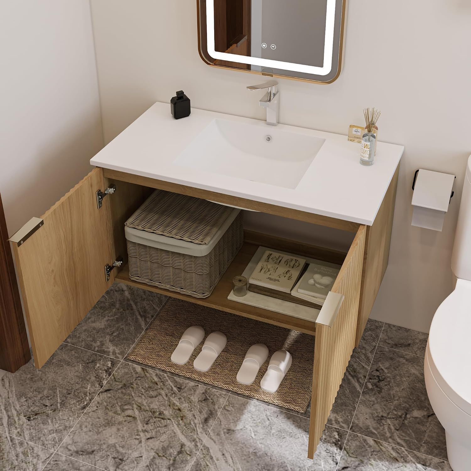 Moderner schwebender Badezimme – Home Bathroom Cabinets Bewertung und Preis