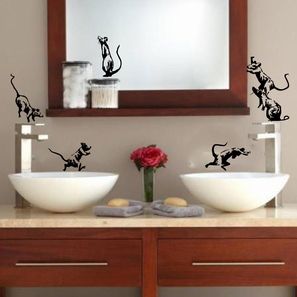 5Pcs Banksy Wc Ratten Wand Auf – Home Bathroom Wall Tiles Bewertung und Preis