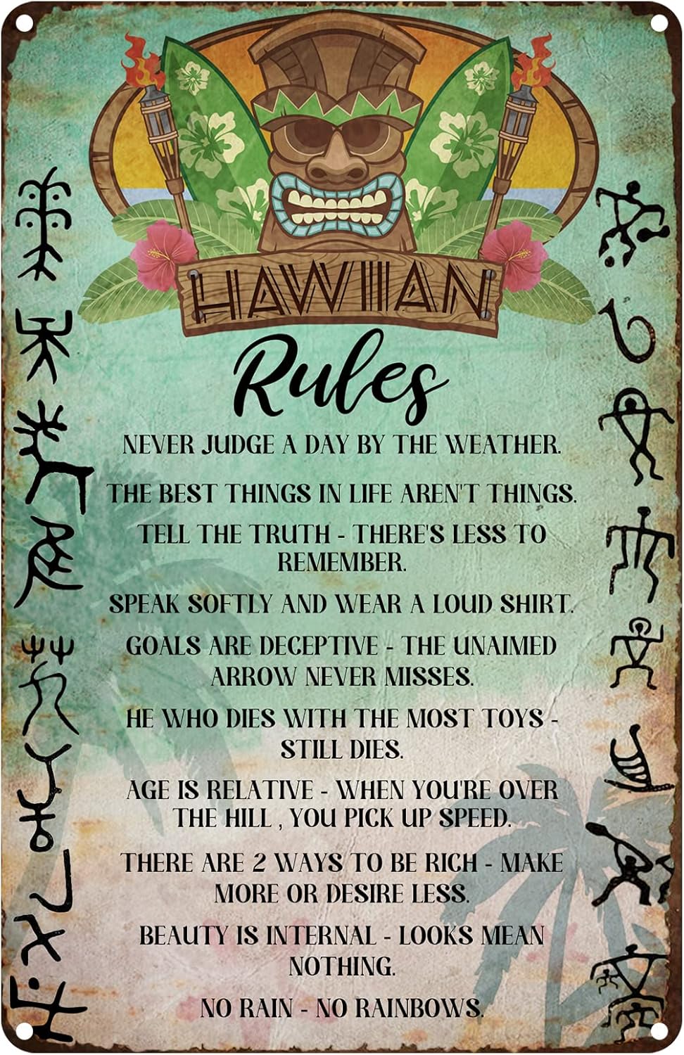 Vintage Blechschild „Hawaiiani – Home Bathroom Rules Bewertung und Preis