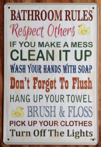 Metall-Blechschild, Plakette,  – Home Bathroom Rules Bewertung und Preis