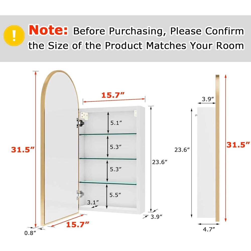 Luxuriöser gewölbter goldener  – Home Bathroom Mirror Bewertung und Preis