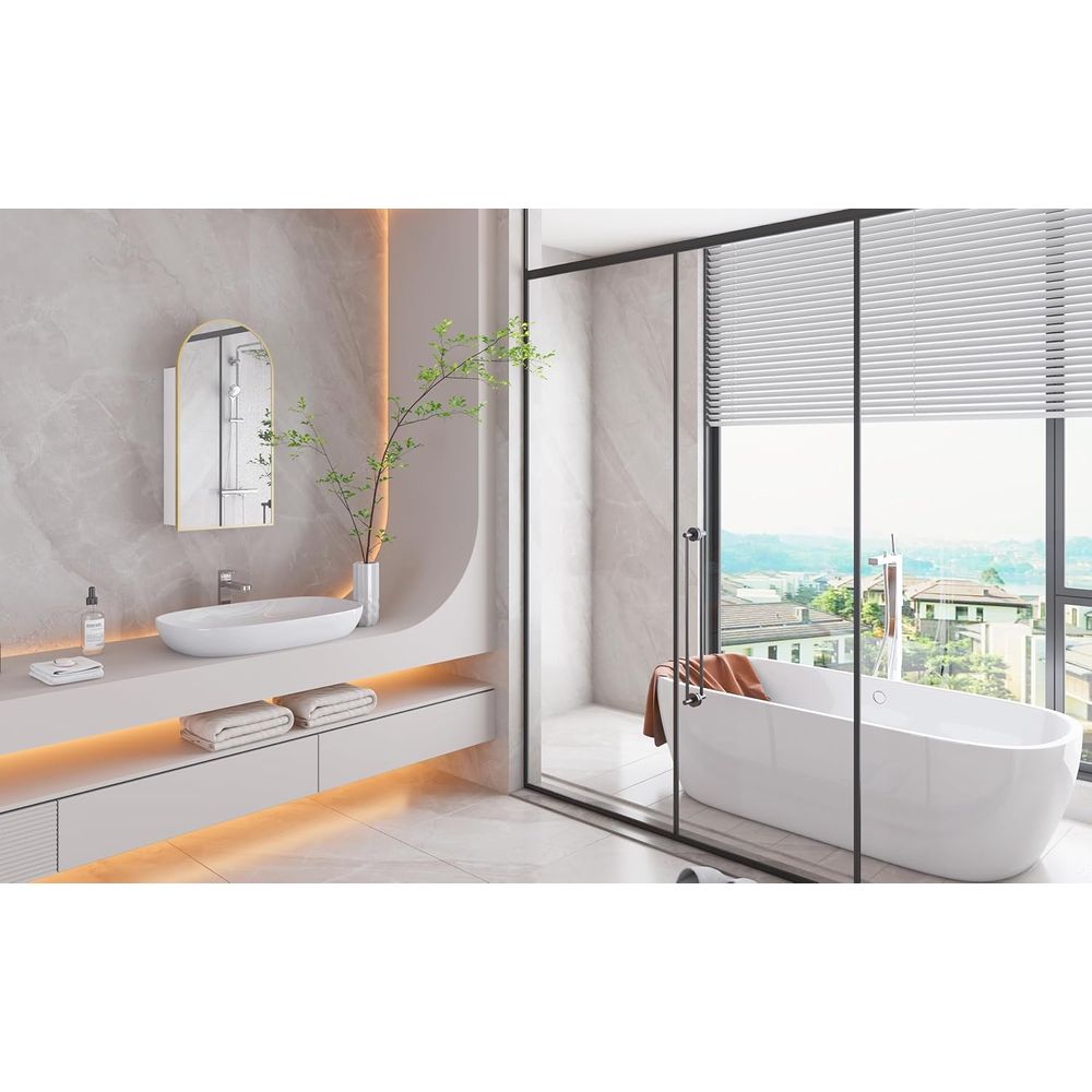 Luxuriöser gewölbter goldener  – Home Bathroom Mirror Bewertung und Preis