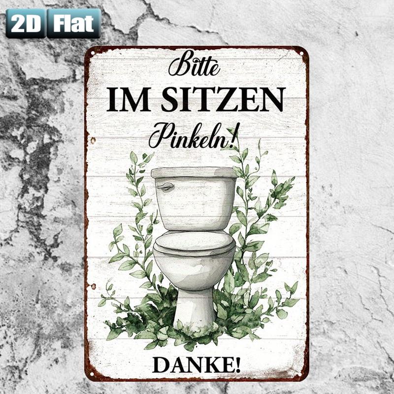 Retro-Metallschild „Sit Down T – Home Bathroom Rules Bewertung und Preis