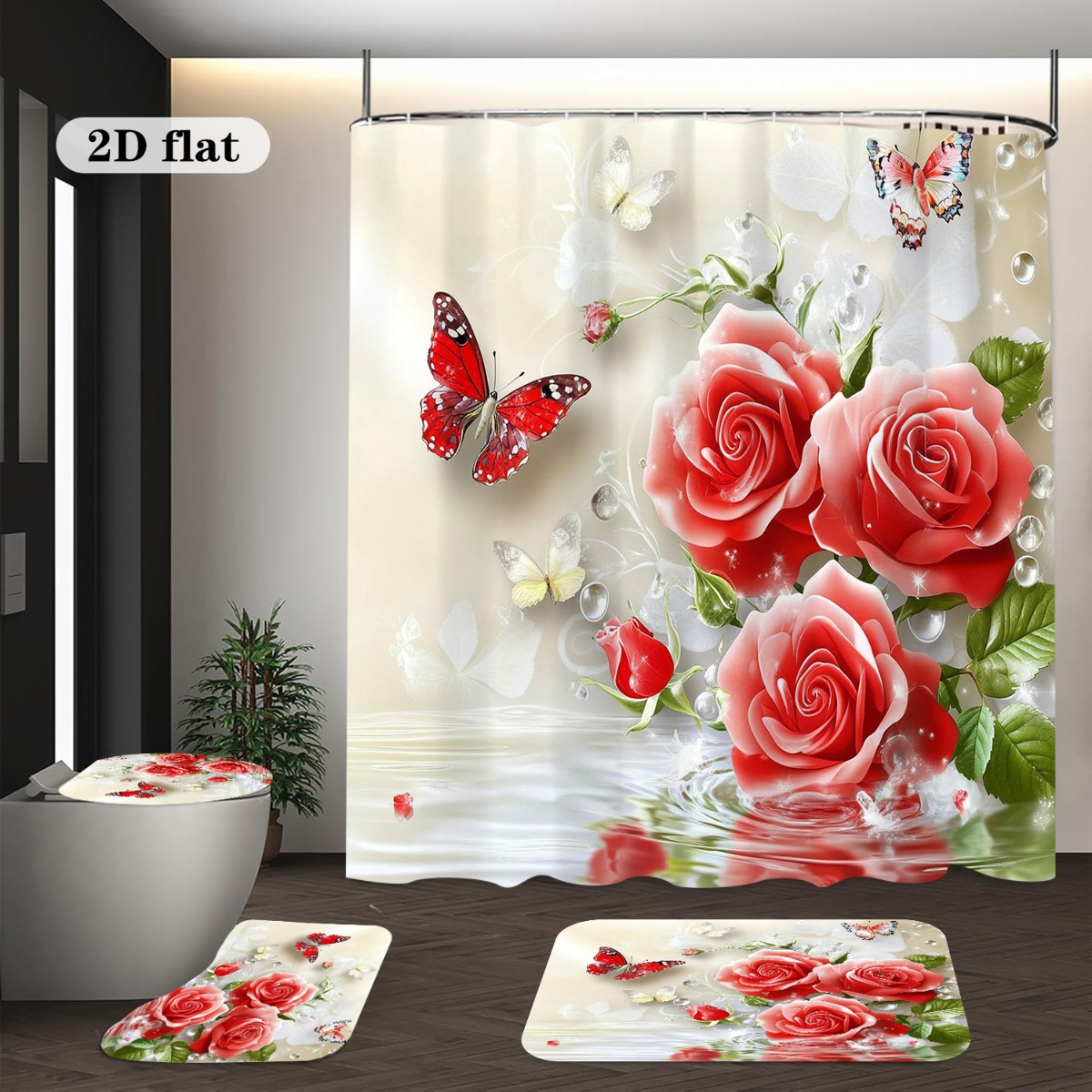 2D Flat, 2D Flat 4-teiliges Ba – Home Bathroom With Two Toilets Bewertung und Preis